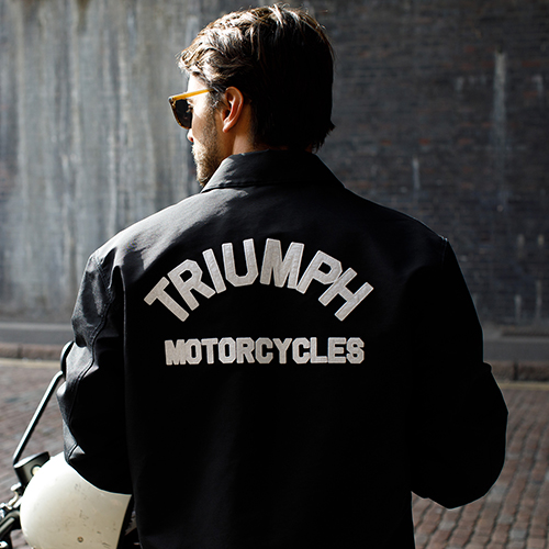 Male model wearing Triumph x Ace Cafe Collection