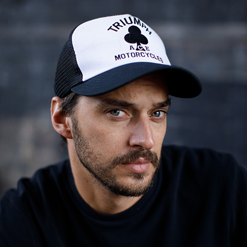 Male model wearing Triumph x Ace Cafe Collection