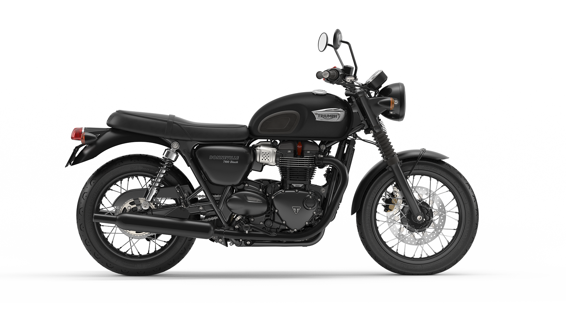 Triumph Bonneville T100 Black right hand facing in Matt Black